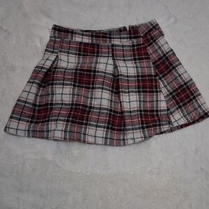 Copper Key Red and White Plaid Skirt